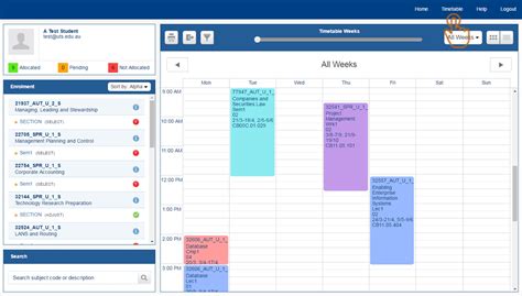 Help using MyTimetable .